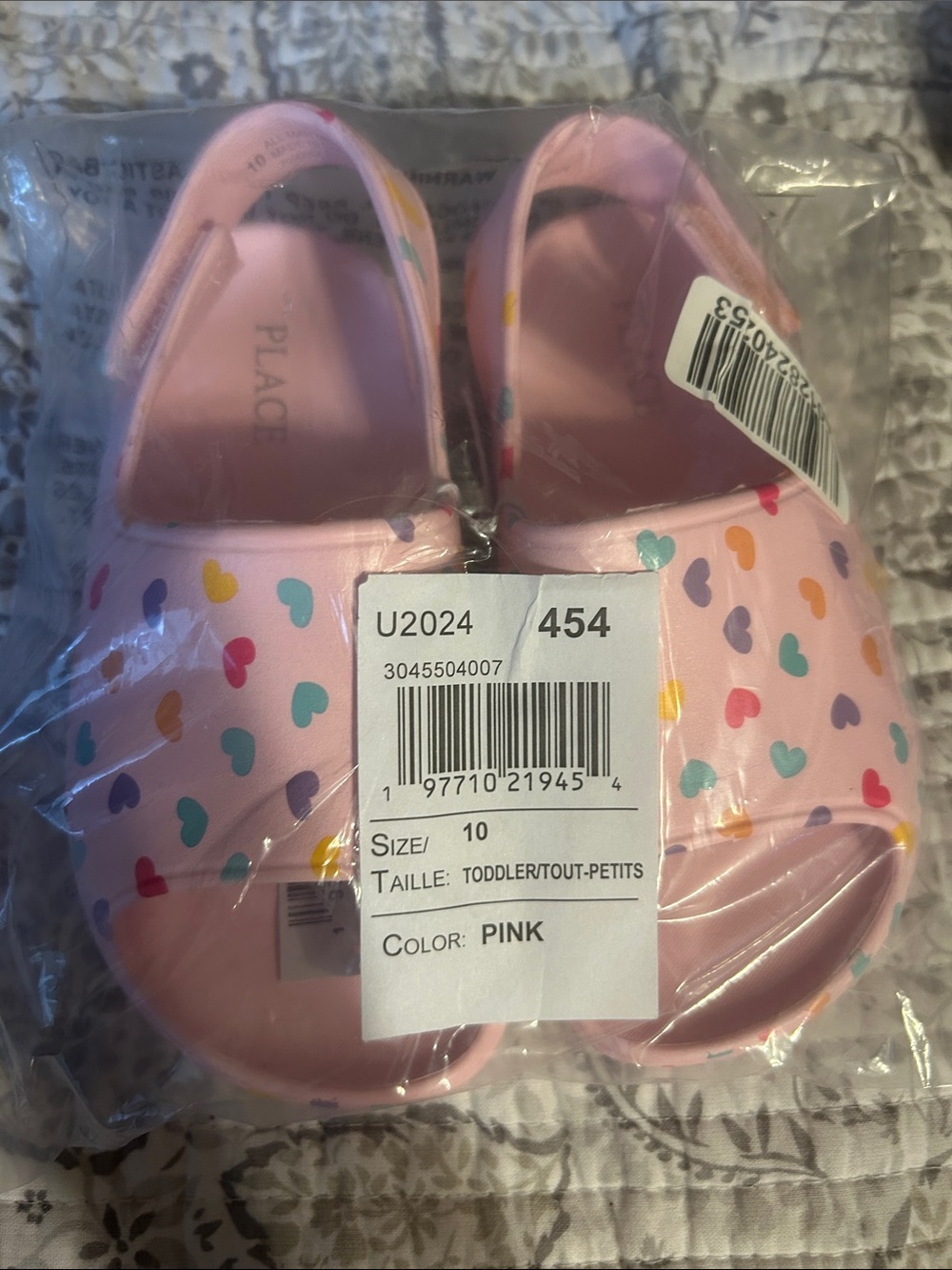 The Children's Place Pink Slide Sandals with Multicolor Hearts
